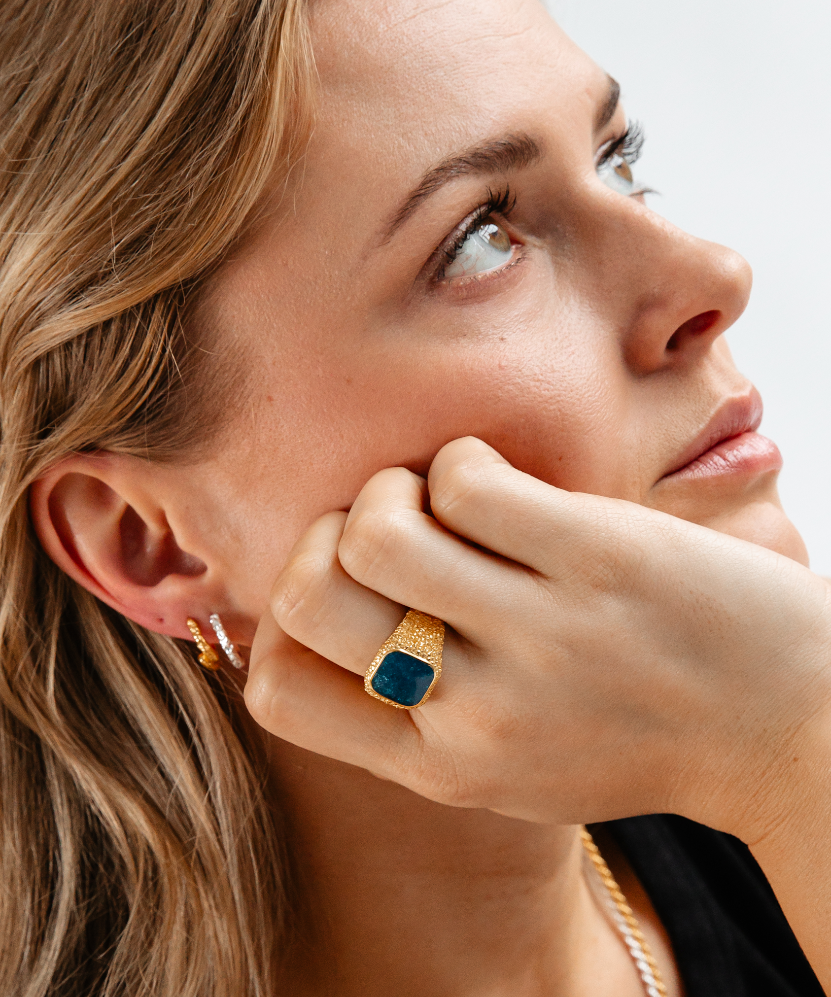 IX Crunchy Cushion Blue Enamel Ring