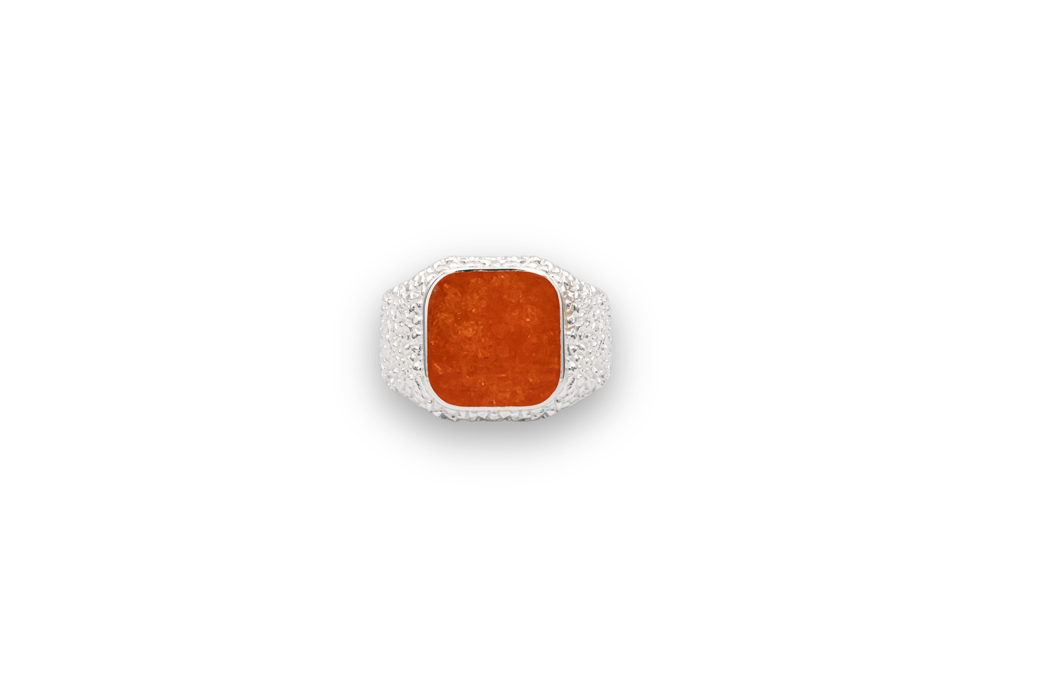 IX Crunchy Cushion Amber Enamel Ring Silver