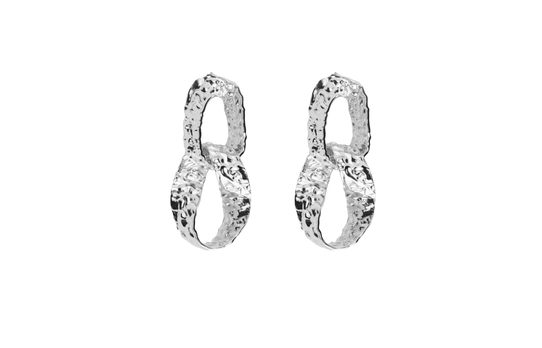 IX Crunchy Double Hoops Silver