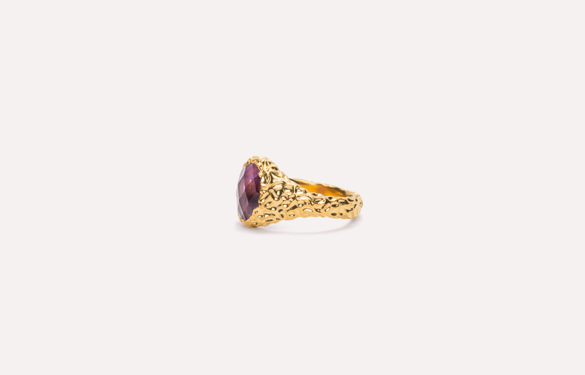 IX Crunchy Ornate Amethyst Signet Ring