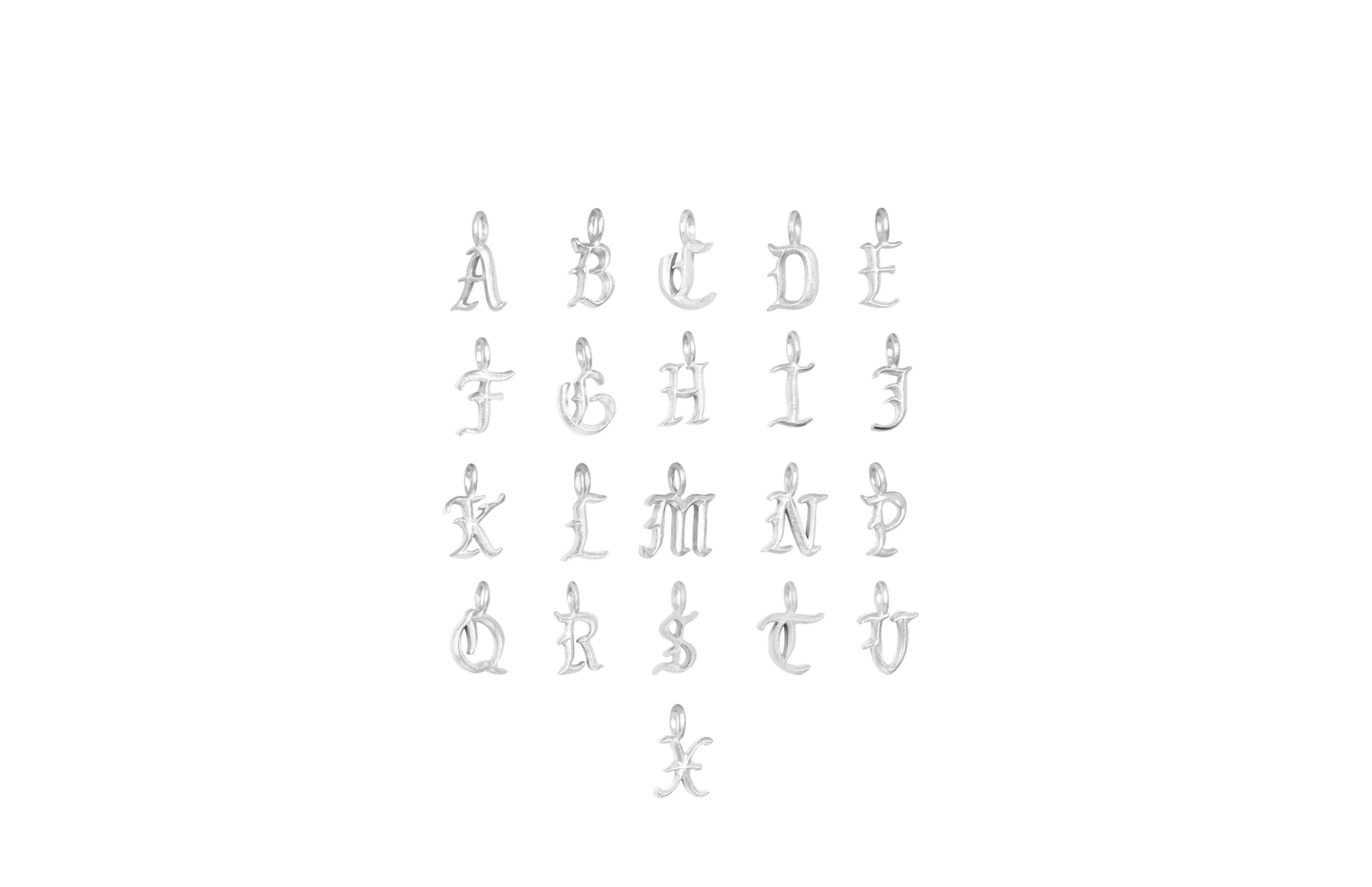 IX Ice Letter Charm Silver