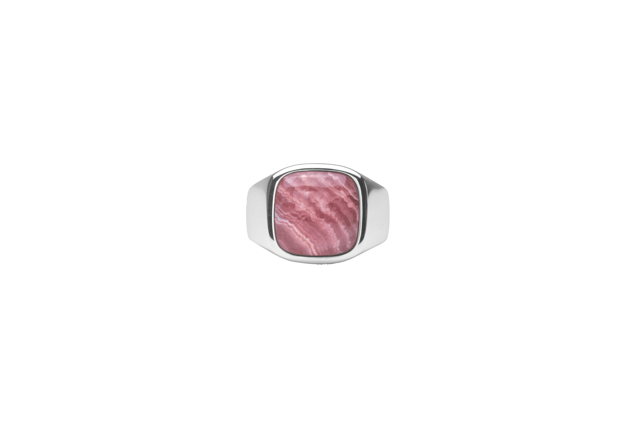 IX Cushion Signet Ring Rhodocrosite Silver