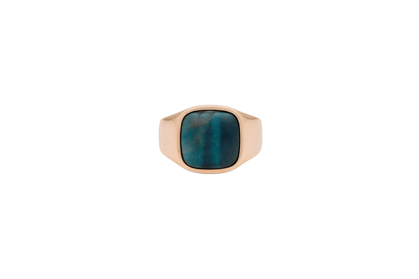 IX Cushion Signet Ring Hawks Eye Gold 14K