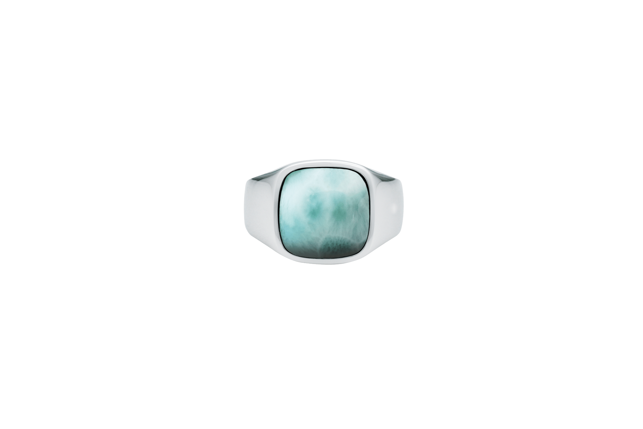 IX Cushion Signet Ring Larimar Silver