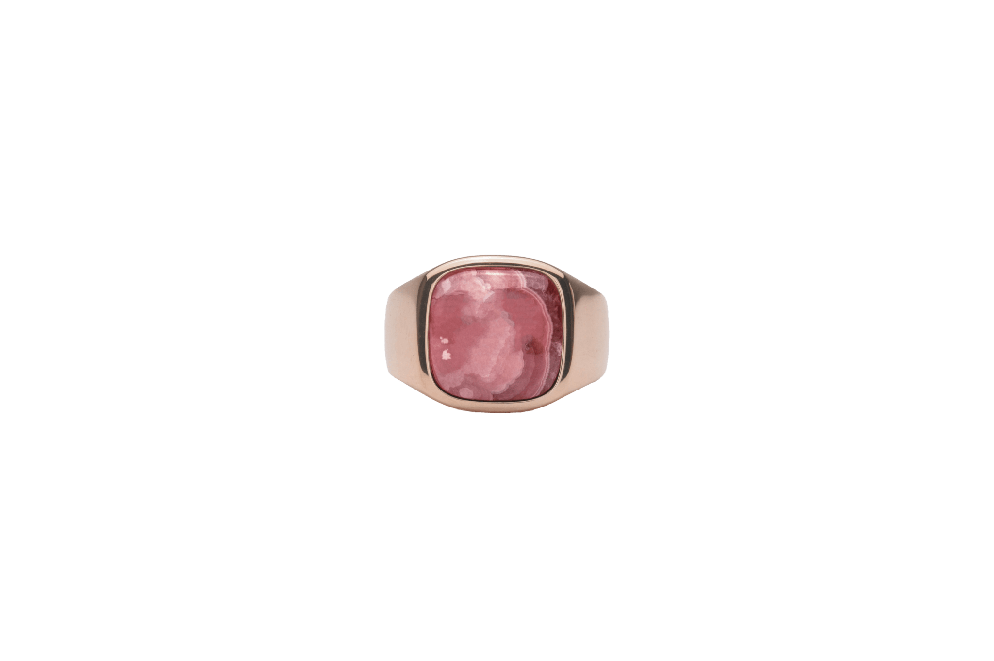 IX Cushion Signet Ring Rhodocrosite Gold 14K