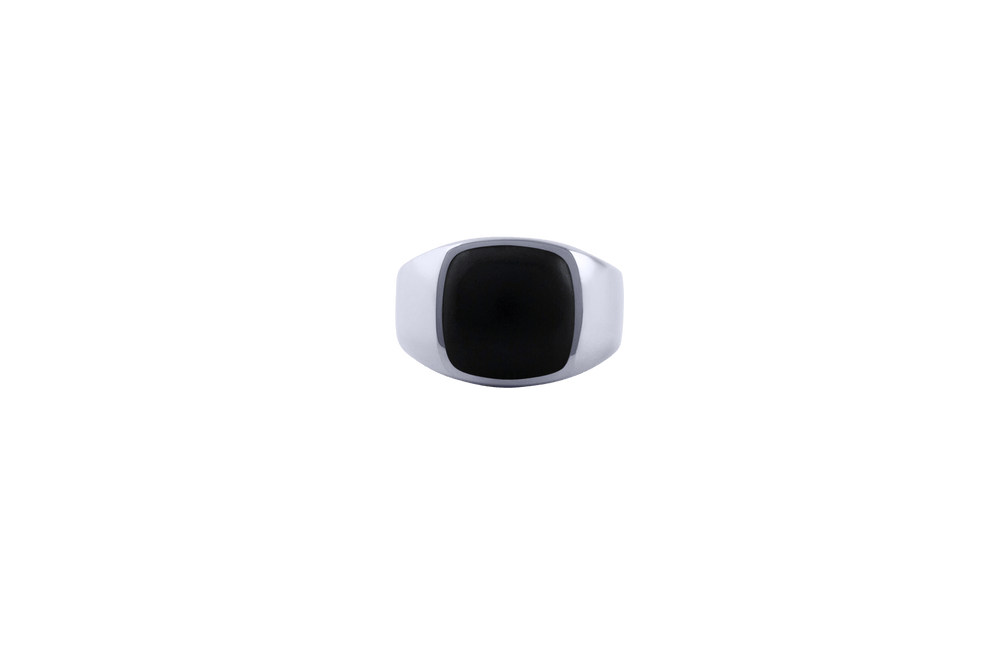 IX Cushion Signet Ring Black Onyx Silver